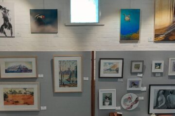 Paintings at Dungog Arts Society studio gallery and workshop