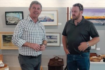 Dr David Gillespie MP and Dungog Shire Councillor Michael Dowling at Dungog Arts Society